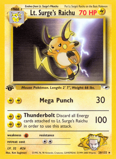 Lt. Surge's Raichu, Gym Heroes 28