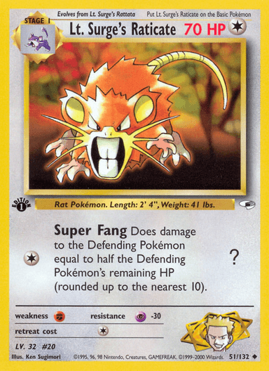 Lt. Surge's Raticate, Gym Heroes 51