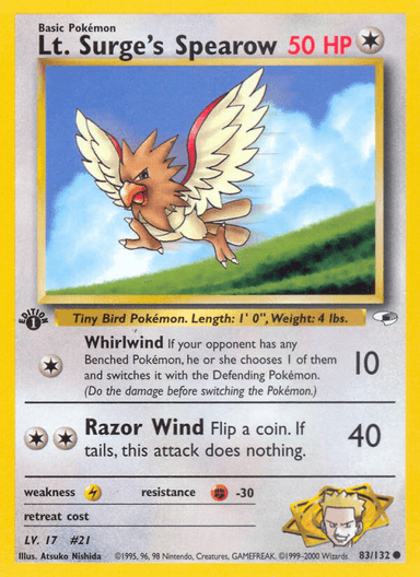 Lt. Surge's Spearow, Gym Heroes 83