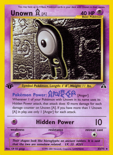 Unown [A], Neo Discovery 33