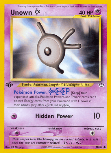 Unown [K], Neo Revelation 58