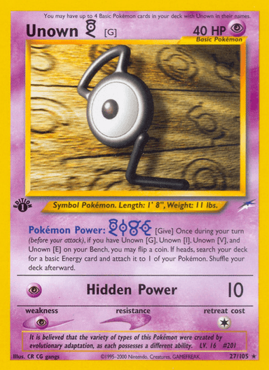 Unown [G], Neo Destiny 27