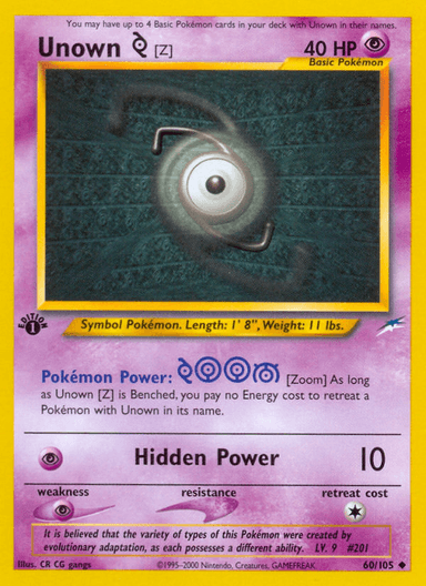 Unown [Z], Neo Destiny 60