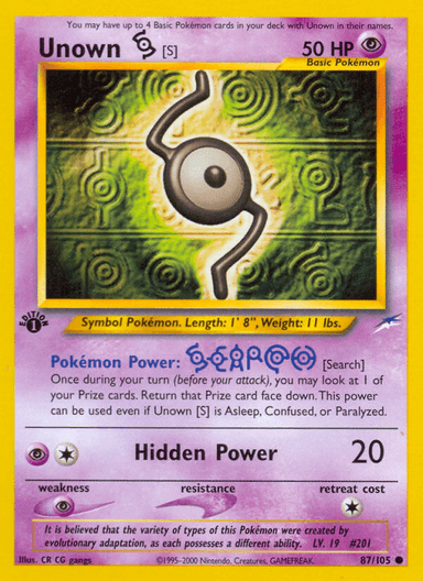 Unown [S], Neo Destiny 87