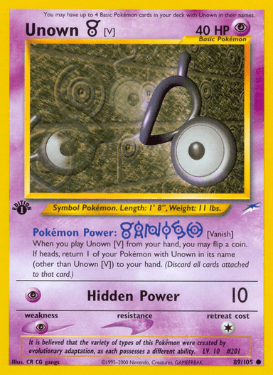 Unown [V], Neo Destiny 89