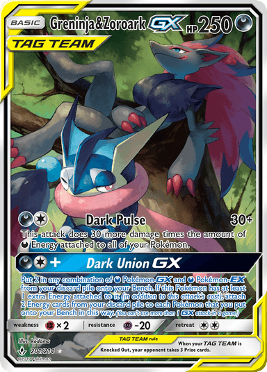 Greninja & Zoroark-GX, Unbroken Bonds 201