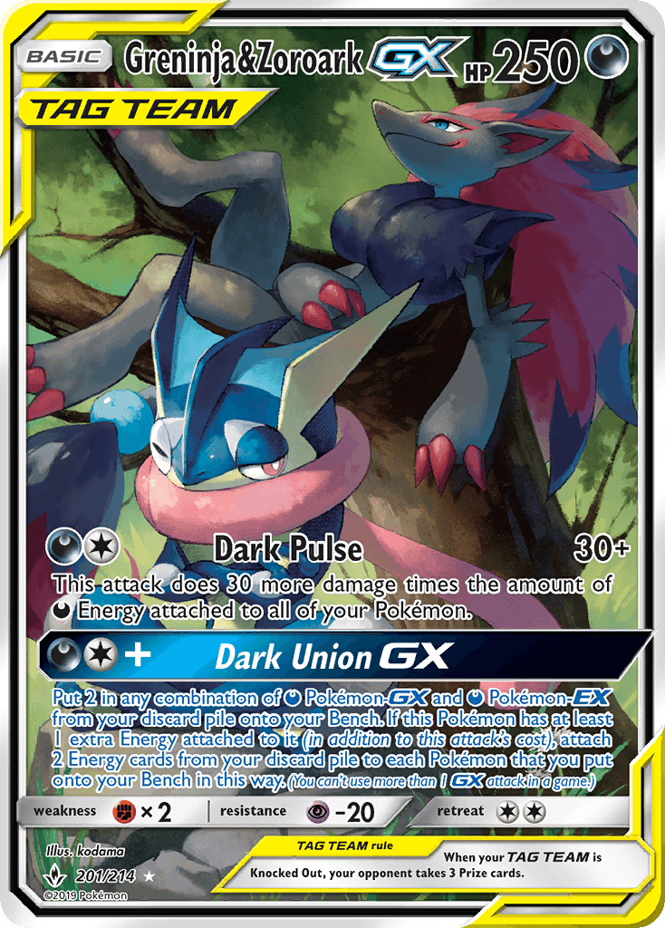 Greninja & Zoroark-GX, Unbroken Bonds 201