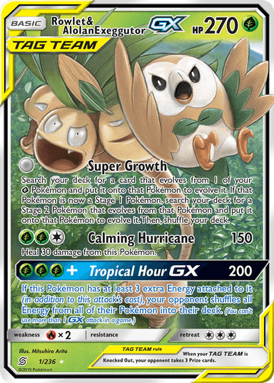 Rowlet & Alolan Exeggutor-GX, Unified Minds 1