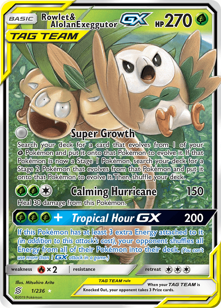 Rowlet & Alolan Exeggutor-GX, Unified Minds 1