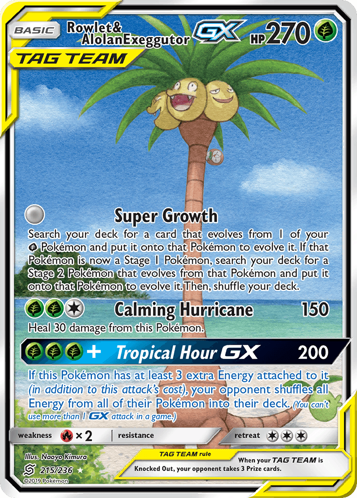 Rowlet & Alolan Exeggutor-GX, Unified Minds 215