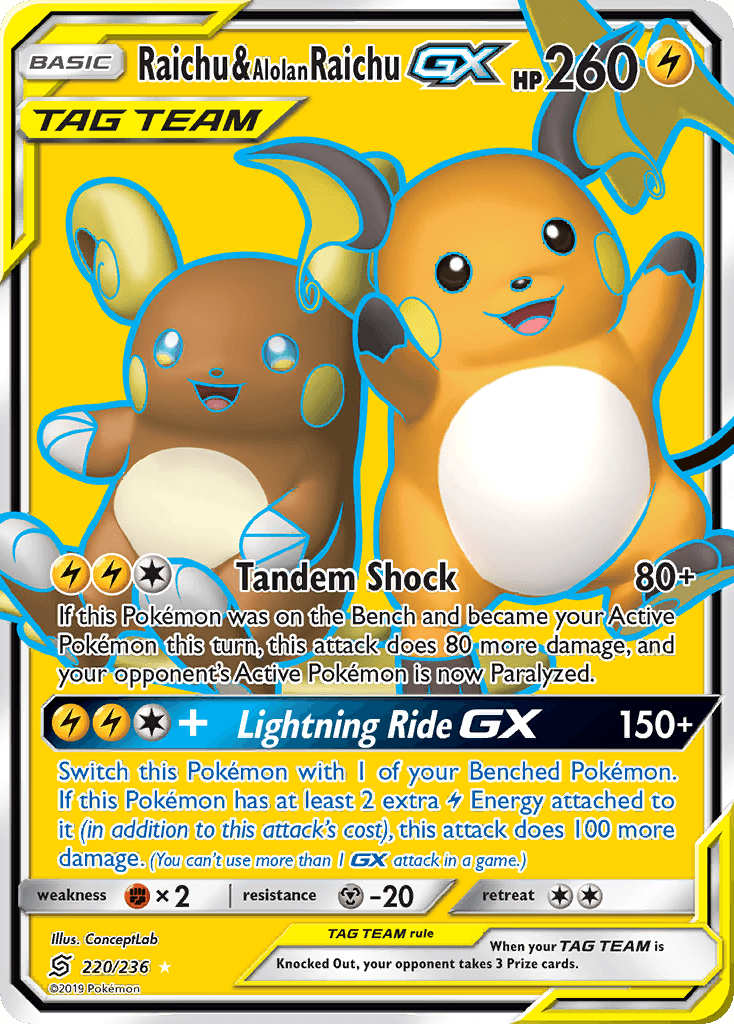 Raichu & Alolan Raichu-GX, Unified Minds 220