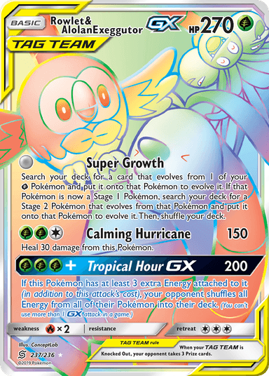 Rowlet & Alolan Exeggutor-GX, Unified Minds 237