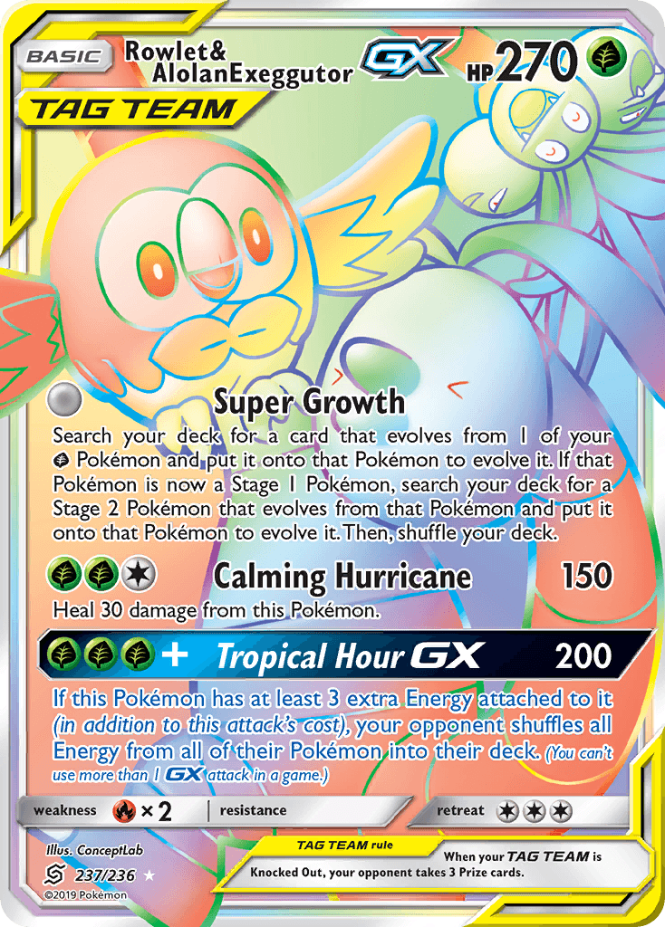 Rowlet & Alolan Exeggutor-GX, Unified Minds 237