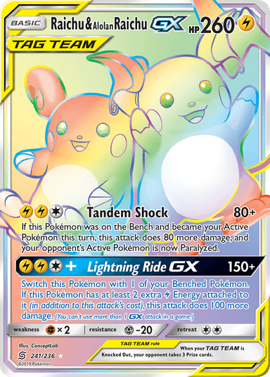 Raichu & Alolan Raichu-GX, Unified Minds 241