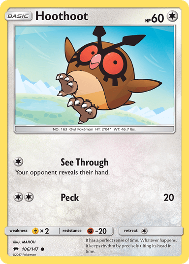 Hoothoot, Burning Shadows 106