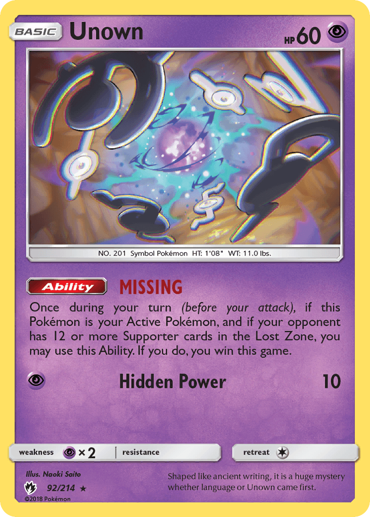 Unown, Lost Thunder 92