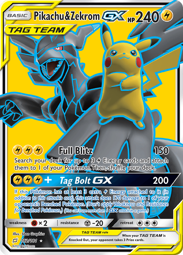Pikachu & Zekrom-GX, Team Up 162