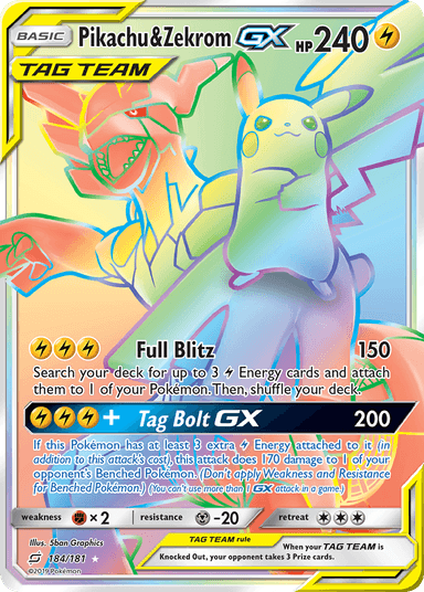 Pikachu & Zekrom-GX, Team Up 184