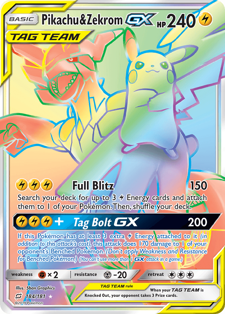 Pikachu & Zekrom-GX, Team Up 184