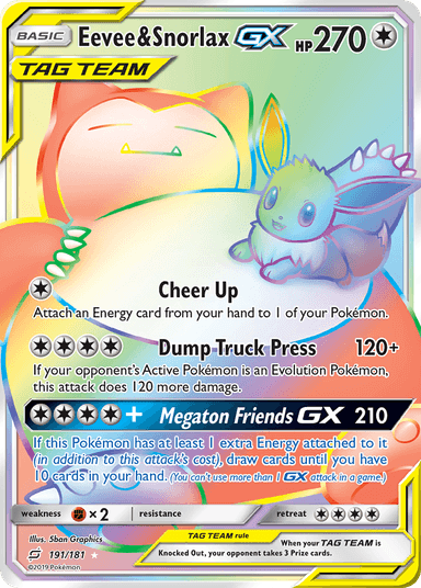 Eevee & Snorlax-GX, Team Up 191