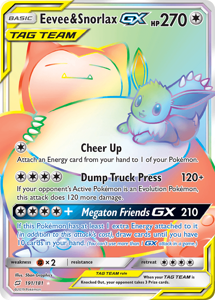 Eevee & Snorlax-GX, Team Up 191