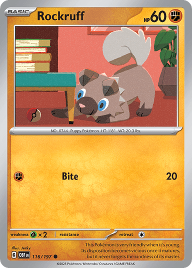 Rockruff, Obsidian Flames 116