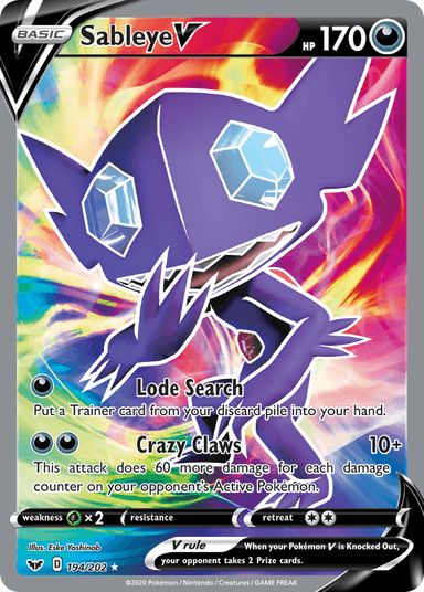 Sableye V, Sword & Shield 194