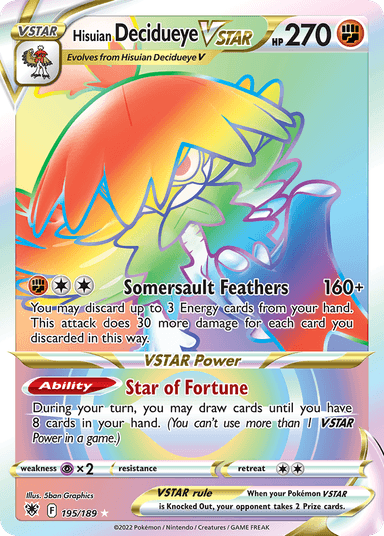 Hisuian Decidueye VSTAR, Astral Radiance 195
