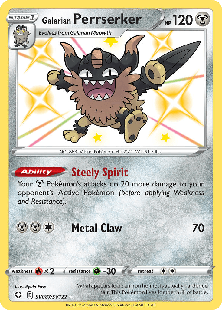 Galarian Perrserker, Shining Fates Shiny Vault SV087