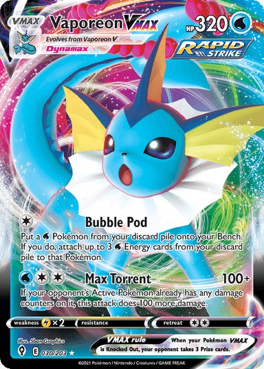 Vaporeon VMAX, Evolving Skies 30