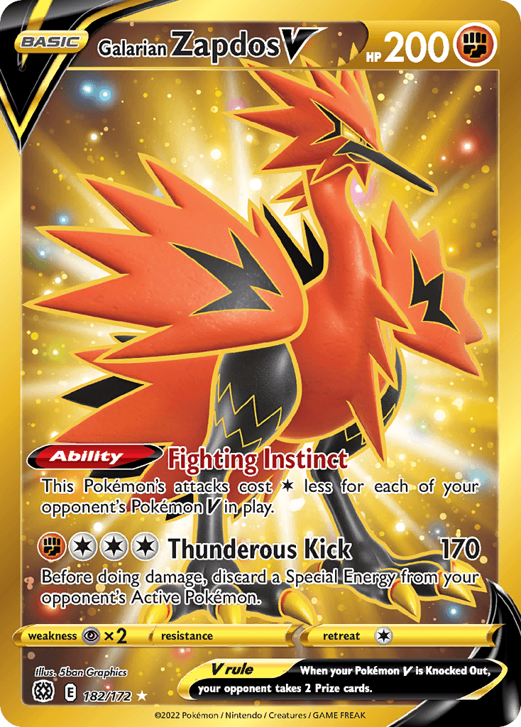 Galarian Zapdos V, Brilliant Stars 182