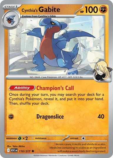 Cynthia's Gabite, Ascended Heroes 110