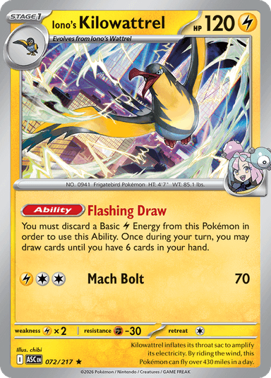 Iono's Kilowattrel, Ascended Heroes 72
