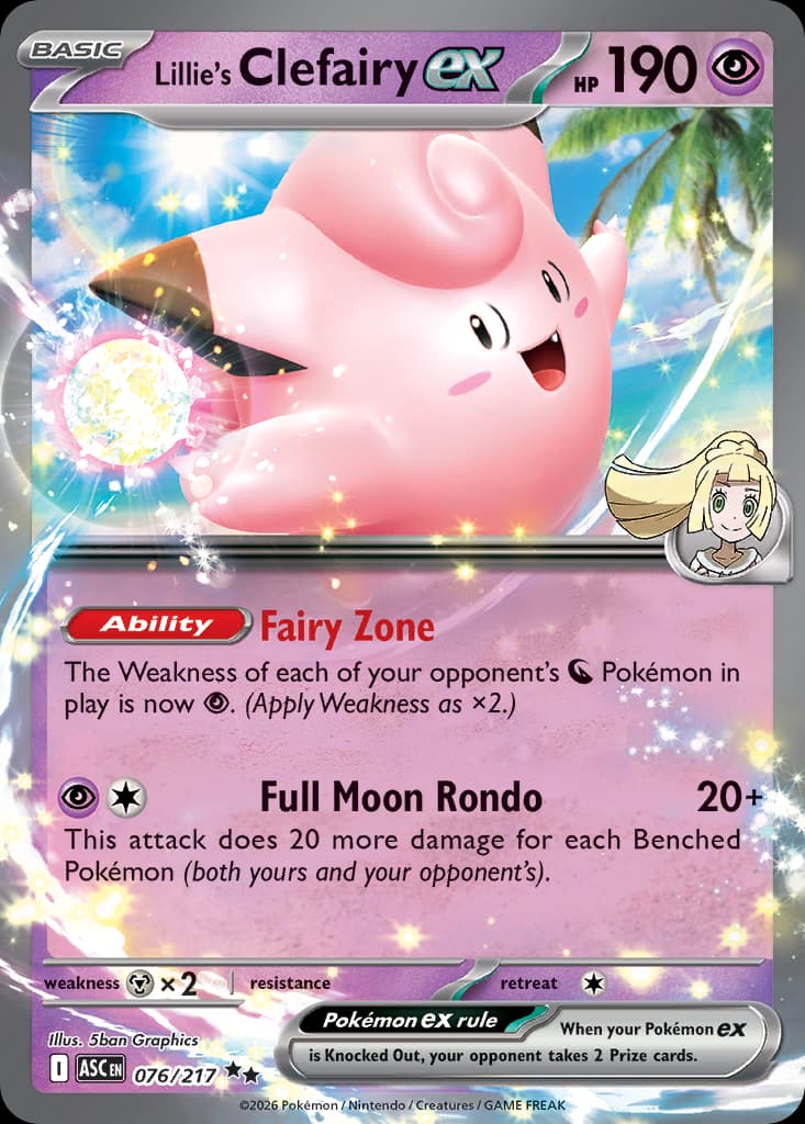 Lillie's Clefairy ex, Ascended Heroes 76