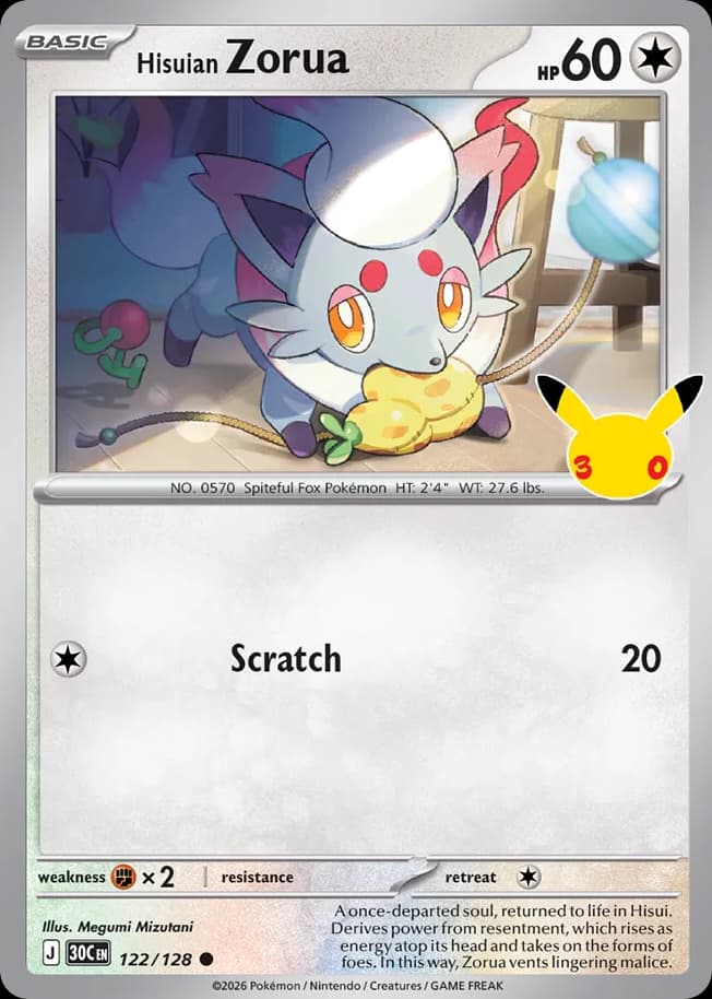 Hisuian Zorua, 30th Celebration 122