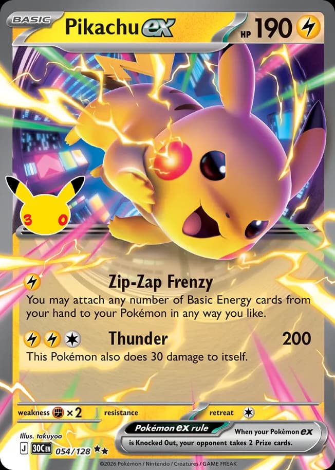 Pikachu ex, 30th Celebration 54