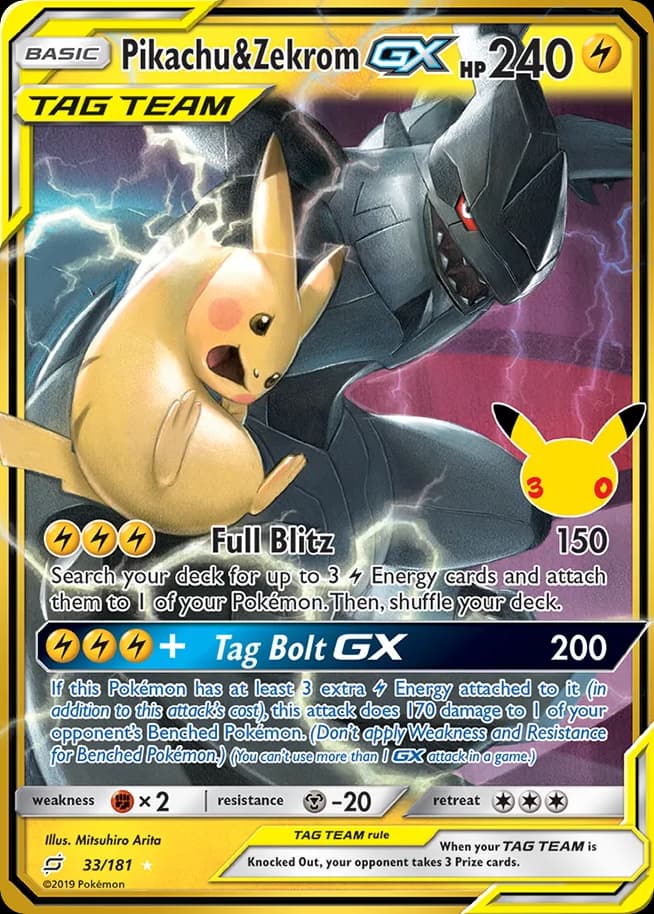 Pikachu & Zekrom-GX, 30th Celebration: Classic Collection 33