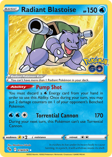 Radiant Blastoise, Pokémon GO 18