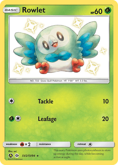 Rowlet, Hidden Fates Shiny Vault SV2