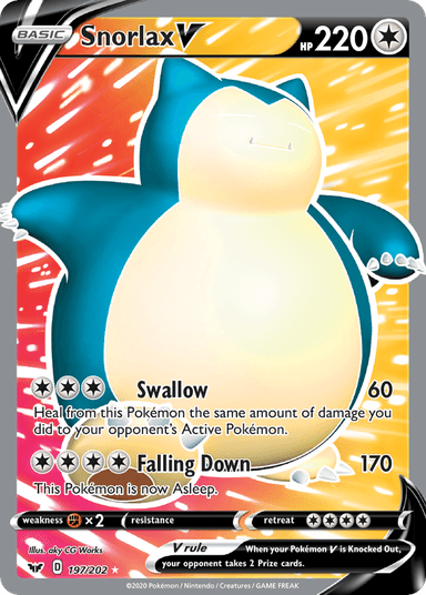 Snorlax V, Sword & Shield 197
