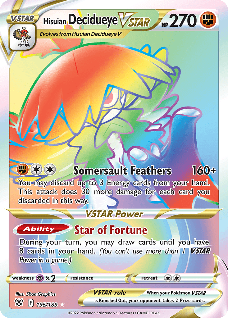 Hisuian Decidueye VSTAR, Astral Radiance 195