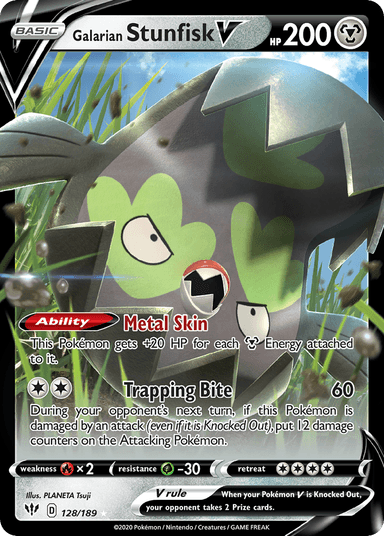 Galarian Stunfisk V, Darkness Ablaze 128