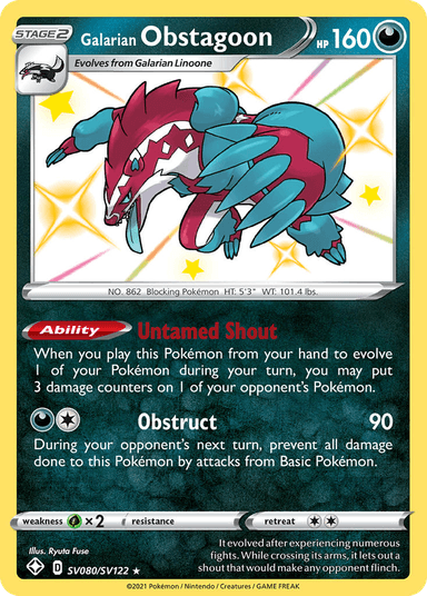 Galarian Obstagoon, Shining Fates Shiny Vault SV080