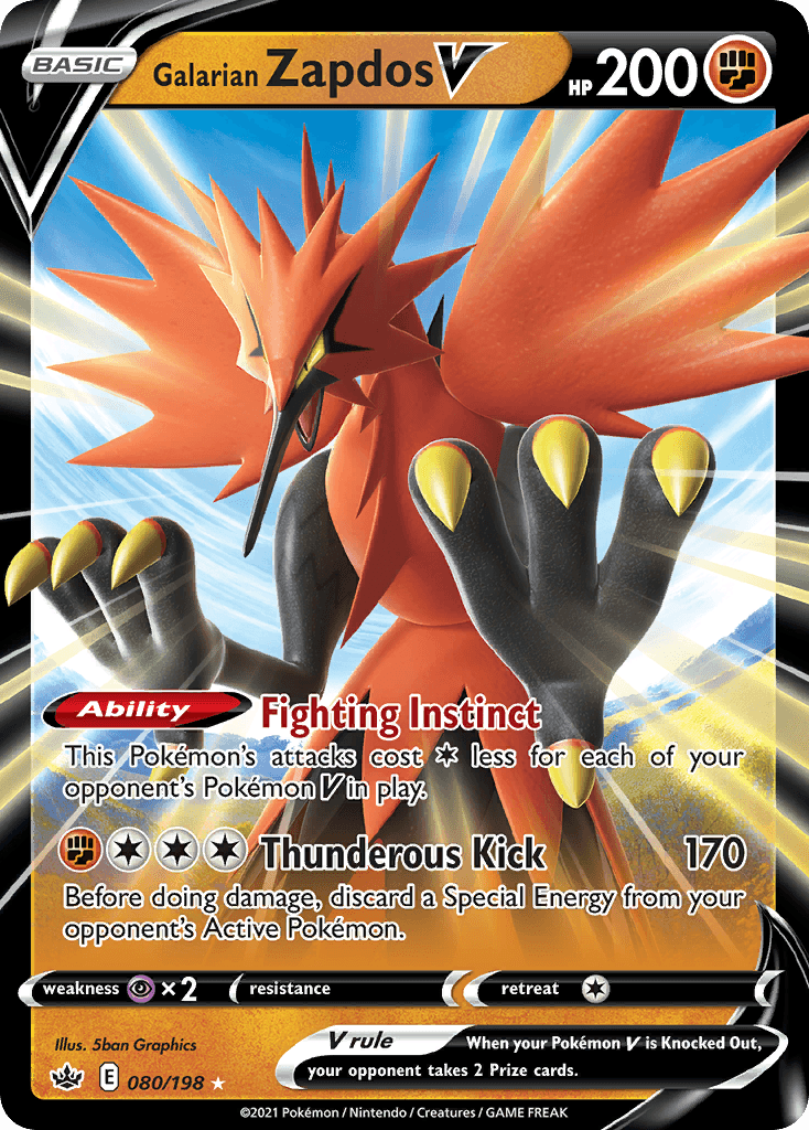 Galarian Zapdos V, Chilling Reign 80