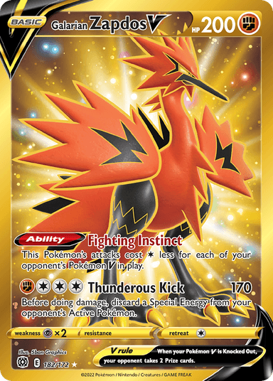 Galarian Zapdos V, Brilliant Stars 182